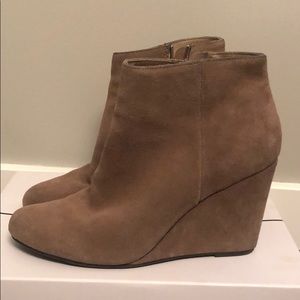 Dolce Vita beige suede wedge booties